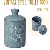 トイレ サニタリーポット 陶器 トイレポット ヴィンテージ ブルーグレー
