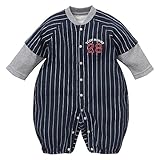 西松屋 EFD スムース長袖プレオール（野球ユニフォーム風）【60-70cm】 新生児 ネイビー