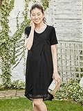 犬印本舗 Fairy フェアリー マタニティ ワンピース 授乳口付き レース アシンメトリー ワンピ 妊婦服 産前 産後 半袖 M ～ L ブラック 21886 21886202