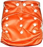 Bamboo CUTE SOLID Pocket Snaps Cloth Diaper/ Nappy with Hip Snaps with 2 Inserts - One Size - ORANGE