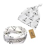 iZivかわいい赤ちゃん帽子スカーフ幼児ソフトコットン帽子とスカーフセット、0-2歳のファッションスタイル春秋（ホワイト）