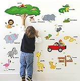 Emoyi学習動物Wordビニール壁ステッカーデカールfor Kidsベビーベッドルーム