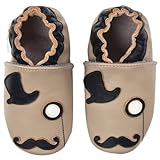 モモ ベビー 乳児/幼児用ヒゲとモノクル デザイン ソフト ソール レザーシューズ ネイビー 12-18 ヶ月/米国幼児用サイズ4.5-5.5 M (インポート)