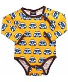 北欧ベビー服 長袖 ロンパース ラグラン ボディスーツ オーガニックコットン 秋冬 Maxomorraマクソモーラ RetroCar 男の子 60cm 70cm 80cm (62/68)