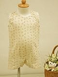 日本製 ベビー服 総柄プリント 袖なしロンパース 80 ベージュ