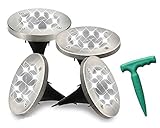 ソーラー ライ，LED 埋め込み式 防水対応 夜間自動点灯 庭 玄関 遊歩道 屋外照明 太陽光充電 穴掘り器付き 4個セット (黄色の光, 4個セット)