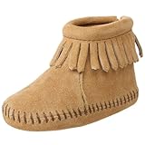 ミネトンカ モカシン Black Flap Bootie ベビーブーティー14.5cm タンスエード