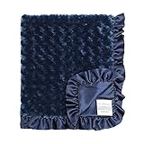 My Blankee Luxe Snail Back Satin Ruffle Satin Border Blanket, Navy, 28 x 35 by My Blankee