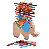 Elloapic Elephant Shape Wooden Stacking Building Blocks Colored Sticksバランスパズルおもちゃを子供の実践と親子ゲーム
