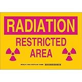 Brady 129225 Radiation and Laser Sign, Legend "Radiation Restricted Area", 10" Height, 14" Width, Ma