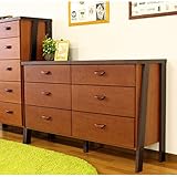 北欧風 120cm幅3段ローチェスト ブラウン 完成品