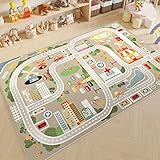 プレイマット ラグマット 子ども部屋 ベビー 新生活 キッズカーペット 道路柄 ゲーム 遊べる 3d柄 洗える 小学校 幼稚園 保育園 おしゃれ 薄手 滑り止めつき キッズルーム 冷房対策 掃除しやすい 140x200cm