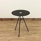 サイドテーブル 円形 ガラスサイドテーブル ナイトテーブル ミニ/BK