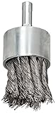 Weiler Wire End Brush, Hollow End, Round Shank, Stainless Steel 302, Partial Twist Knotted, 1-1/8" D