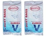 6 Eureka Style V Vacuum Bags, Power Team, Powerline, Canisters, World Vac, Home Cleaning System Vacu