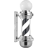 WDZD 58 cm サインポール、小さい銀白黒ストライプ床屋のマーク、壁掛け式、省エネ