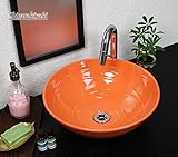 信楽焼　8カラーから選べる 洗面ボール　【オレンジ 手洗い鉢（中型）　tr-3193】洗面鉢　洗面器　洗面シンク　洗面ボウル　洗面台　手洗い　手洗い器　陶器洗面　陶器　焼き物　しがらき焼　おしゃれ　オ