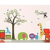 amzmonnsuta 取り外し可能な動物ウォールステッカー　フクロウ ・猿・キリン・ジャングル　壁ステッカー　シール　ベビールーム装飾