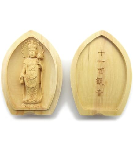 Amazon｜木彫りの仏像【吉祥天立像】 柘植 ツゲ (蓮華形香合仏