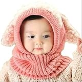 ベビー ニット帽 うさぎちゃん ネックウォーマー　選べる5色 (ピンク)