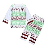Ochine クリスマス　幼児　新生児　ベビー服　綿　カバーオール　長袖パジャマ　寝間着　エルクプリント　上着＆ロングパンツ　上下セット　男女兼用 0-24月設定