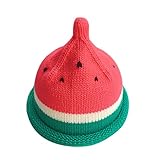 桜の雪 かわいい 赤ちゃん 子供 スイカ 秋冬 加絨 保温 防寒 ニット 帽子 (赤い)