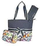Grey Chevron Owl Quilted Diaper Bag with Changing Pad and Accessory Case - 3 Piece by NGIL [並行輸入品]