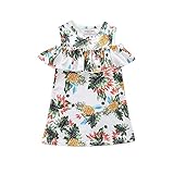 Dragon Honor 子供服 ワンピース 女の子 キッズドレス プリンセス パイナップル柄 北欧風 キッズドレス 袖なし 春夏 おしゃれ 発表会、結婚式 旅行 (80)