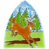 動物ワールド – Deer JumpingログFused Glass Nightlightカバー – マルチ