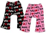 (アイラブパパアンドママ)【I lovePaPa&Mama】 アイラブパパ&ママ ラブ総柄 ソフトフリース パンツ 80cm/90cm/95cm 90 ピンク