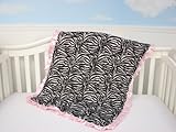 SOHO Zebra Blanket with Satn Ruffle (Soft Pink) by SoHo Designs