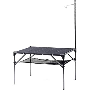 Soomloom 折り畳み式テーブル アルミ製 アウトドア用 キャンプ用 超軽量材質 無限拡大可能 エクササイズ 収納ケース付き 本体にライトかけ付き