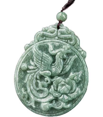 Amazon.co.jp: 天然翡翠ペンダントネックレス彫刻幸運のお守り、天然黒