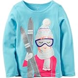 Carter's(カーターズ) ロングスリーブスキーガールティ ブルー トップス長袖Tシャツ 9ヶ月【並行輸入】