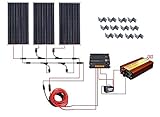 ECO-WORTHY　300W ソーラーパネルキット: 3個 100W ソーラーパネル + 5ｍ延長線 + 20A LCD チャージーコントローラー + 1Kw 12V-110V オフグリッド正弦波イ