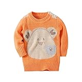 PANCY 子供服 秋冬 長袖 セーター ニット 丸首 肩ボタン ゆったり 男の子 女の子 可愛い くま柄(80cm,オレンジ)