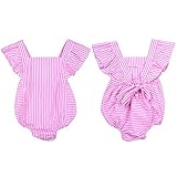 Junda　ベビー服　夏 はいはい 普段着　ロンパース＋ヘッドバンド　吸汗 綿　ピンク