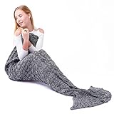 マーメイドテールブランケット、Kysonマーメイドかぎ針編み子供大人用ブランケット、すべてのシーズンSleepingバッグハロウィーン感謝祭クリスマスギフト Adult Scale グレー MRYS0