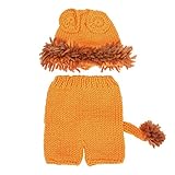 Domybest ベビー服 写真服 ニット オレンジ 小さなライオンの形 柔らかく快適 写真小道具 出産祝い 百日記念