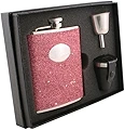 Visol Carina Glitter Stainless Steel Deluxe Flask Gift Set, 6-Ounce, Red by Visol