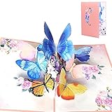 【JRIQHOLD】3D 蝶々ポップアップカード 蝶が舞う感じ 立体 グリーティングカード 祝福カード 母の日 誕生日カード おめでとう 記念日 フラワーカード メッセージカードと封筒付き