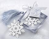 iSaddle "Snowflake" Bookmark with Silver Finish and Elegant Ice-Blue Tassel - Baby Shower Gifts & We