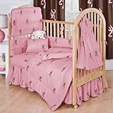 Pink Buckmark 5 Piece Crib Set and a set of (2) Window Valances - Entire set includes (Crib Fitted S