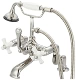 Water Creation F6-0008-05-PX Vintage Classic Adjustable Center Deck Mount Tub Faucet with Handheld S