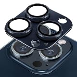 Kakuki For iPhone 15 Pro/iPhone 15 Pro Max カメラフィルム アルミ合金製＋AR高透過率強化ガラス アイフォン15プロ/アイフォン15プロマックス 一体型レンズ保護フィルム 耐衝撃 露出オーバー防止 アルミ合金 カメラカバー (iPhone 15 Pro/iPhone 15 Pro Max,ブルー)