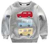 [スゴフィ]SGFY　 ボーイズ スウェット 女の子 男の子 キッズ ベビー トレーナー パーカー 長袖 子供服 おしゃれ かわいい 秋 冬 乗用車柄 バス柄 (130, グレー)