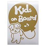 ゴールド（金） 犬 ジャックラッセルテリア 風船 Kids on board キッズオンボード ステッカー 窓ガラス用シールタイプ 車 戌 干支 動物