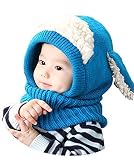 (ブイベビー)V-BABY 選べる5色 うさぎちゃん風 ニット帽 かわいい ネックウォーマー ニット 帽子 耳付き ベビー キッズ 子供用 防寒　出産祝いや、お誕生日 プレゼント 贈り物