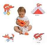 Labebe ベビー用癒しタオル+スピンおもちゃセット 赤ちゃんのおしゃぶりぬいぐるみおもちゃ 歯がため付き 幼児のクリエイティブな誕生日プレゼントとしてもオススメ! - オレンジフォックス 4個セッ