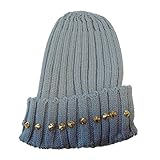 ( YUNA ） ユナ キッズ ボーイズ ガールズ　スタッズ リブ編み ベーシック　ニット帽　48～58cm くらい まで　( グレー ) ニット帽 キッズ ビーニー ベビー キャップ ニット帽子 子